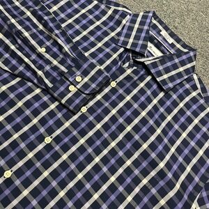 Peter Millar Mens XL Purple Plaid Button Shirt Long Sleeve Cotton Silk Blend